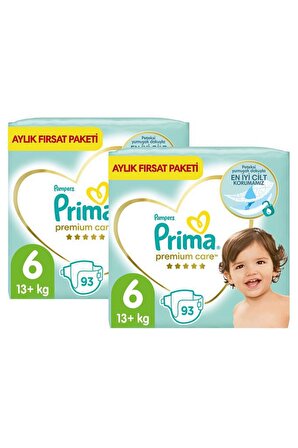 Prima Bebek Bezi Premium Care 6 Beden 186'lı 2 Aylık Paket