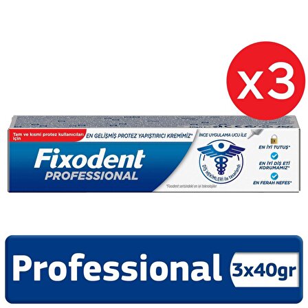 Fixodent Professional Diş Protez Yapıştırıcı Krem 40grX3