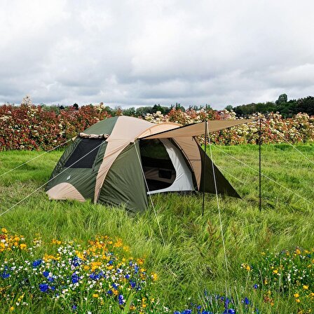 Tenteli Çift Katmanlı 4 Kişilik Kamp Çadırı 340x240x180cm