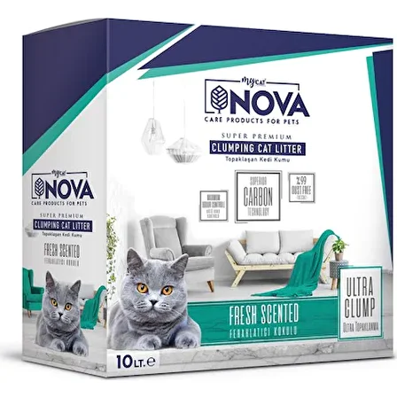 Mycat Nova Ultra Topaklanma (ferahlatıcı koku) Premium Kedi Kumu 10lt