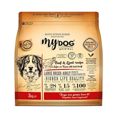Mydog Original Tahılsız Büyük Irk Sığır Ve Kuzu Etli Köpek Maması 3 Kg