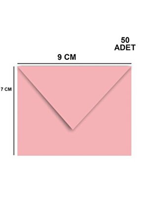 50 Adet Pembe Renkli Küçük Zarf 7x9
