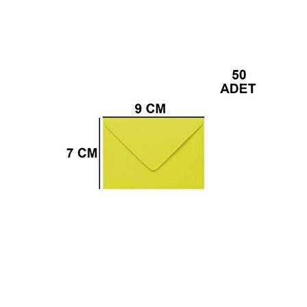 50 Adet Sarı Renkli Küçük Zarf 7x9