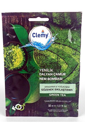 Clemy Yeşil Çay Dalyan Çamur Maske Tek Kullanım 32ml