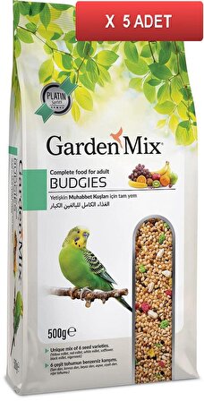 Gardenmix Platin Meyveli Muhabbet Kuşu Yemi 500 Gr x 5 Adet