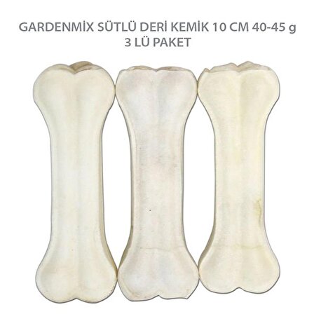 Gardenmix Sütlü Deri Kemik Köpek Ödül Kemiği 10 Cm 3Lü