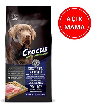 Crocus Kuzu Etli Pirinçli Yetişkin Köpek Maması 1 Kg AÇIK