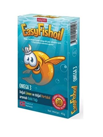Easy Fishoil Omega 3 Vitamin D İçeren Limon-Portakal Aromali Çiğnebilir Jel Form 30 Adet