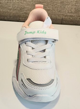 Jump 28123 Çocuk Bantlı Sneaker Ayakkabı Beyaz / Gri