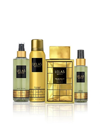 Lelas Golden Özel 4'lü Set 85 ML EDP Parfüm + Vücut Spreyi + Deodorant + Saç Spreyi