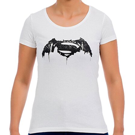Batman v Superman Beyaz Kadın T-Shirt Beyaz-M