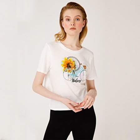 Biggdesign Nature Kadın T-shirt Beyaz-L