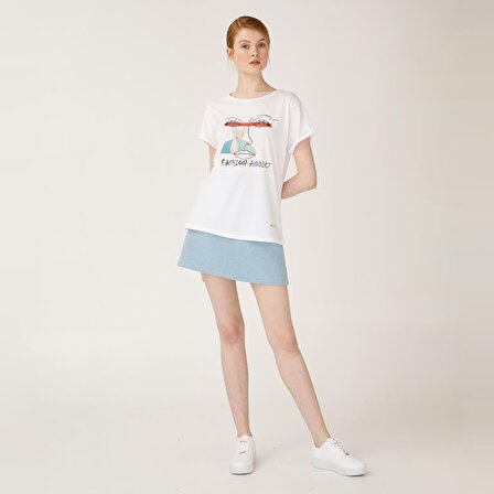 Biggdesign Faces FashionAddict Kadın T-Shirt Beyaz-S