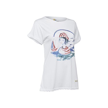 Anemoss Denizci Kız Kadın T-Shirt Beyaz-L