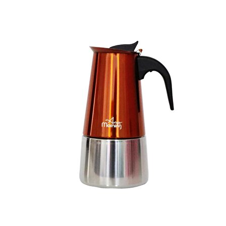 Any Morning FE001-6 Espresso Kahve Makinesi Paslanmaz Çelik İndüksiyonlu Moka Pot 300 Ml Bakır