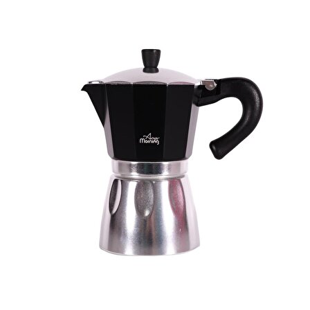Any Morning Hes-6 Espresso Kahve Makinesi Alüminyum Moka Pot 240 Ml Siyah