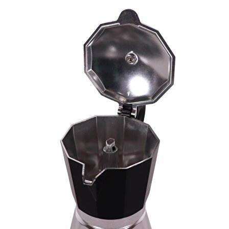 Any Morning Hes-6 Espresso Kahve Makinesi Alüminyum Moka Pot 240 Ml Siyah