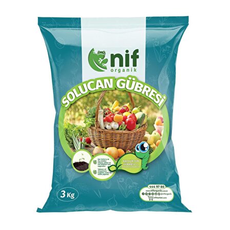 Nif Organik Solucan Gübresi %100 Doğal 3 kg Bitki Çiçek Fide