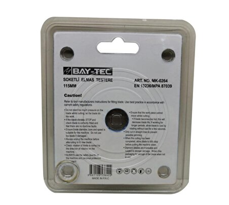 Bay-Tec MK0264 Soketli Elmas Testere Kesici Disk 115 mm