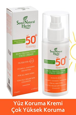 Seed Natual Herbs Spf 50+ Güneş Koruyucu Yüz Kremi 50 Faktör 75 ML