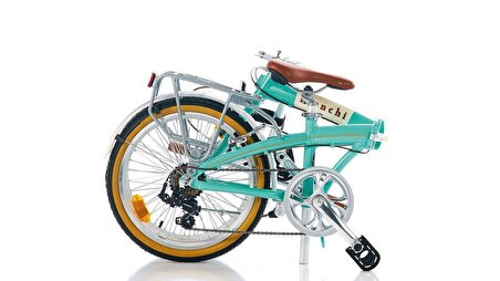 Bianchi Folding Vintage 20 Jant 7 Vites 28.5 Cm V-Fren Katlanır Bisiklet - Celeste-Krem