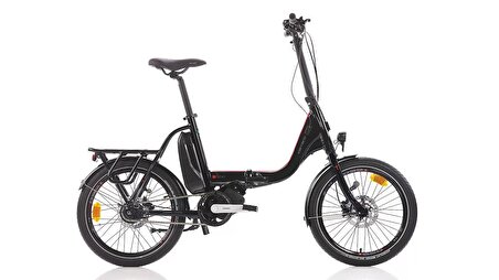 Carraro E-Flexi 20 Jant 46 Cm NEX-8 HD Elektrikli Katlanır Bisiklet- Mat Siyah-Kırmızı-Gri