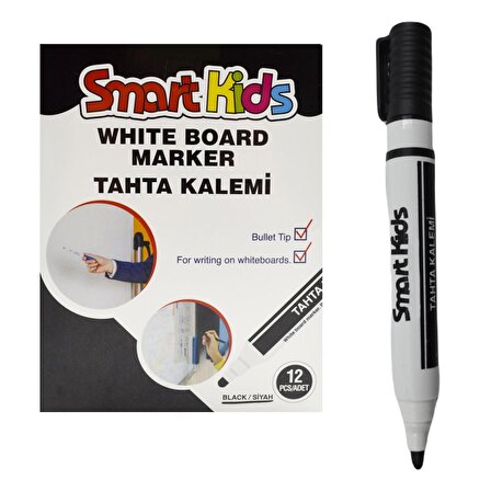Smart Kids Beyaz Tahta Kalemi Siyah 12 Adet