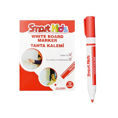 Smart Kids Beyaz Tahta Kalemi Kırmızı 12 Adet