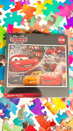 Cars Arabalar McQueen Lisanslı 5 Yaş Üzeri Çocuklar İçin Eğitici Oyuncak 100 Parça Puzzle Yapboz