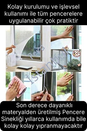 2 Adet Çift Kanat Pratik Cam Pencere Kapı Uyumlu Yırtılmaz Dayanıklı Kendinden Yapışkanlı Sineklik