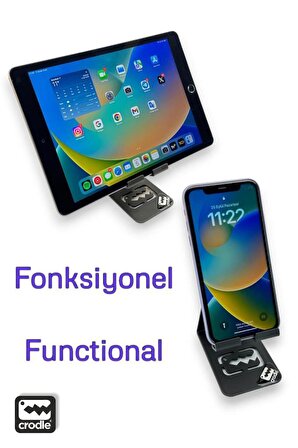 Tüm Cihazlara Uyumlu Universal Portatif Metal Masaüstü Telefon Tablet Tutucu