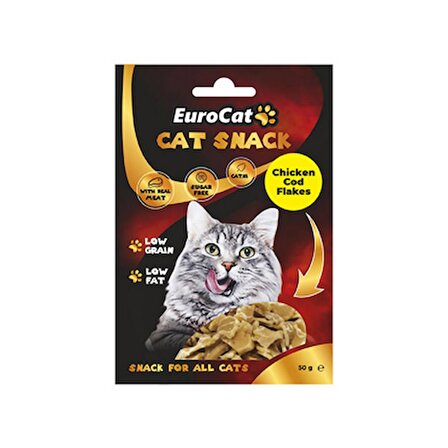 Eurocat Düşük Tahıllı Catnip Tavuk Ve Morina Balıklı Kedi Ödülü 50 Gr .