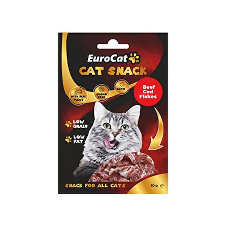 Eurocat Düşük Tahıllı Catnip Biftek Ve Morina Balıklı Kedi Ödülü 50 Gr
