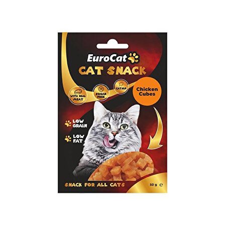 EuroCat Cat Snack Tahıl - Kümes Hayvanları Granül Yetişkin Kedi Ödülü 50 g 