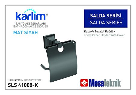 Karlim® Salda Serisi Kapaklı Tuvalet Kağıtlık - Mat Siyah Kaplama