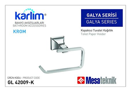 Karlim® Galya Serisi Kapaksız Tuvalet Kağıtlık - 8 * 8 Full Lama - Krom Kaplama