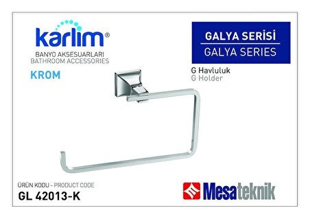 Karlim® Galya Serisi G Havluluk - 8 * 8 Full Lama - Krom Kaplama