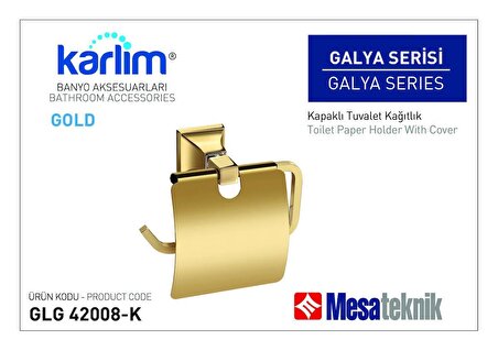 Karlim® Galya Serisi Kapaklı Tuvalet Kağıtlık - 8 * 8 Full Lama - Gold Kaplama