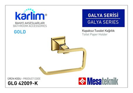 Karlim® Galya Serisi Kapaksız Tuvalet Kağıtlık - 8 * 8 Full Lama - Gold Kaplama