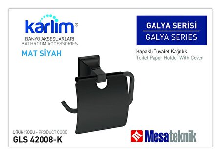 GLS 42008-K Karlim® Galya Serisi Kapaklı Tuvalet Kağıtlık - 8 * 8 Full Lama - Mat Siyah Kaplama