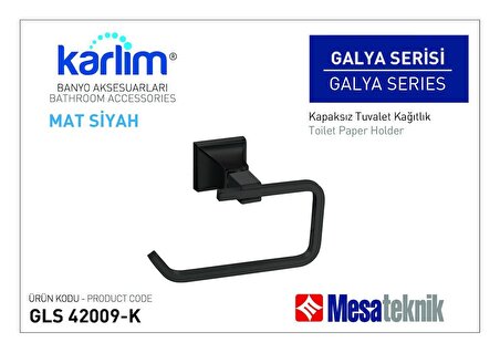Karlim® Galya Serisi Kapaksız Tuvalet Kağıtlık - 8 * 8 Full Lama - Mat Siyah Kaplama