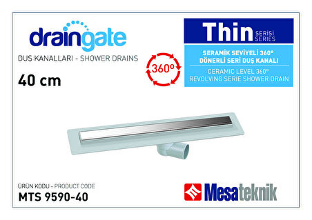 Draingate® Thin Serisi Seramik Seviyeli 360° Dönerli Seri Duş Süzgeci40cm