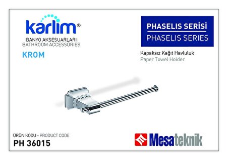 Karlim® Phaselis Serisi Kapaksız Kağıt Havluluk (Kutulu Sevkiyat) - Krom Kaplama
