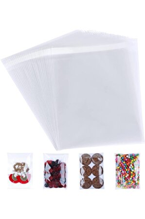 100 Adet 8x15 Kendinden Yapışkanlı Açılıp Kapanabilir Şeker Kurabiye Şeffaf Plastik Poşet Torba