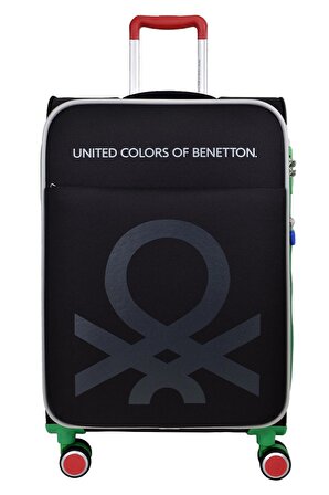 United Colors Of Benetton Ultra Light Hafif Lüx Kumaş Büyük Boy Valiz Siyah BNT2200