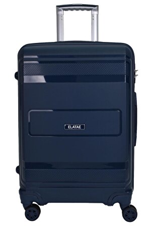 Elatae Premium Polipropilen Kırılmaz 2'li Valiz Seti Büyük Boy ve Makyaj 2'li Set Lacviert V305