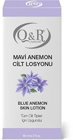 Q & R Mavi Anemon Tüm Cilt Tipleri İçin Su Bazlı Yağsız Nemlendirici Yüz Bakım Losyonu 60 ml