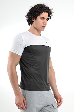 Slazenger OBSERVE Erkek T-Shirt K.Gri / Beyaz