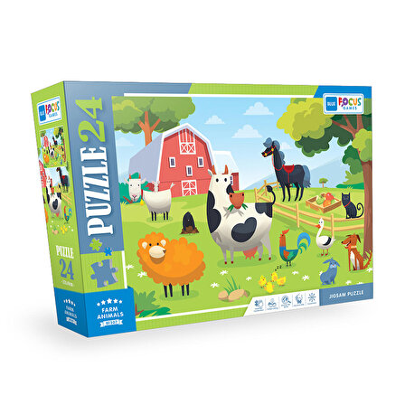Blue Focus Farm Animals 6+ Yaş Büyük Boy Puzzle 24 Parça