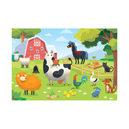 Blue Focus Farm Animals 6+ Yaş Büyük Boy Puzzle 24 Parça